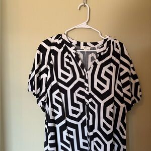 Geometric Black and White Women's Top
